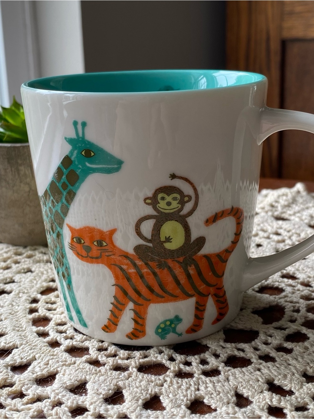 Ceramic Animal Stack Mug in Teal & Orange